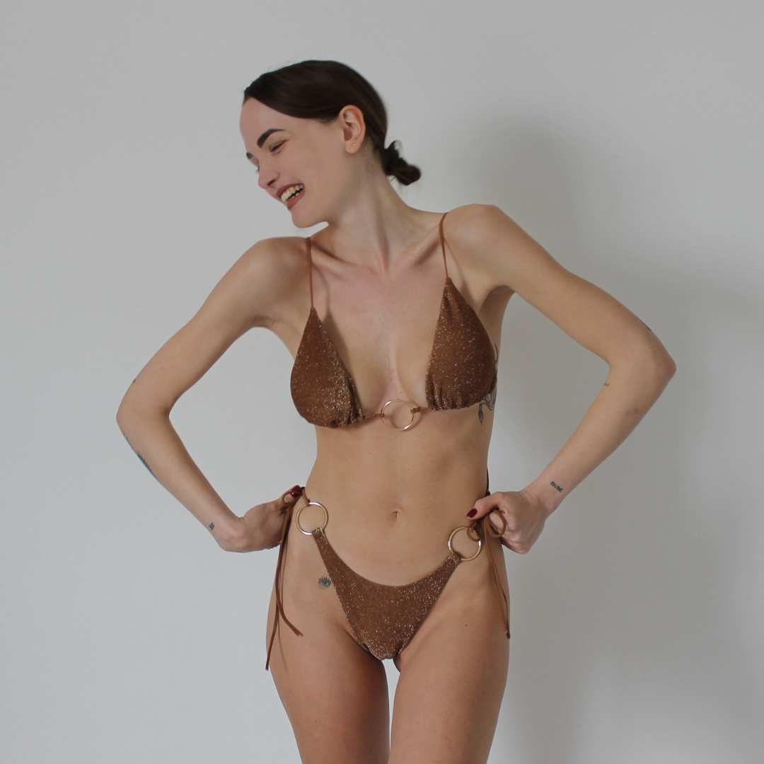 HELIA BIKINI - Bikini Triangle Top e Slip Regolabile Made in Italy 
