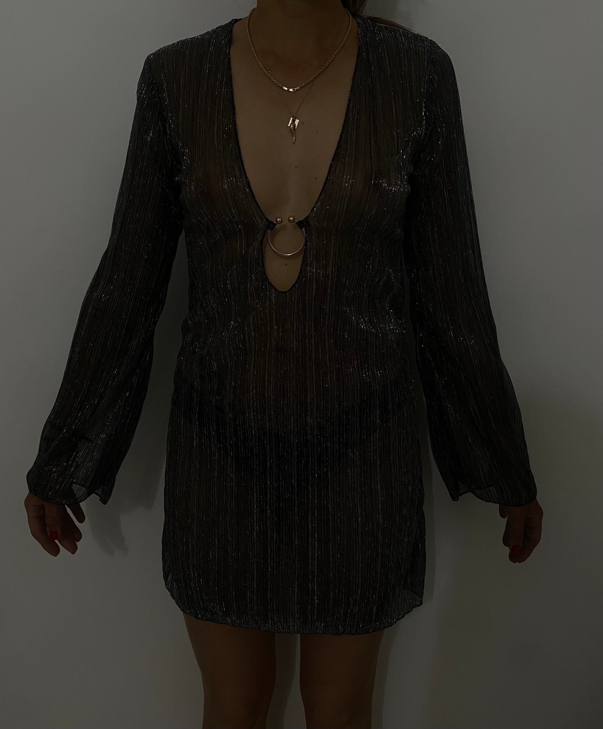 VULCANO BEACH COVER UP - Copricostume in Lamé Trasparente con Scollo a V | Filicudi Beachwear